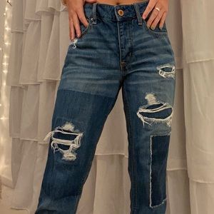 Patchwork boyfriend jeans